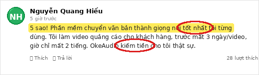 Customer feedback - Facebook